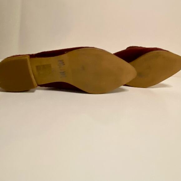Mi.iM Lux Burgundy Red Calf Hair Mule Loafer Slipper Flats Womens 7.5 - Picture 14 of 16